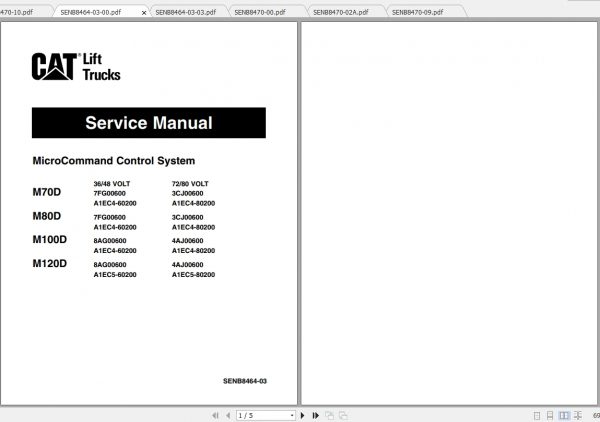 Caterpillar Lift Truck M100D 72 80V Service Manuals 1