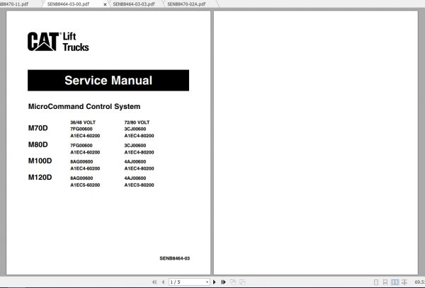 Caterpillar Lift Truck M120D 72 80V Service Manuals 1Y4dBE