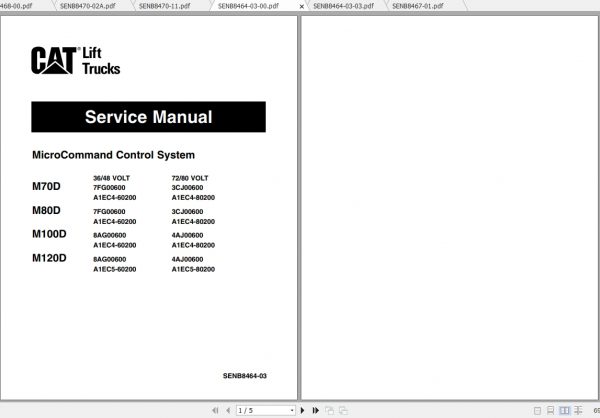 Caterpillar Lift Truck M70D Service Manuals 1