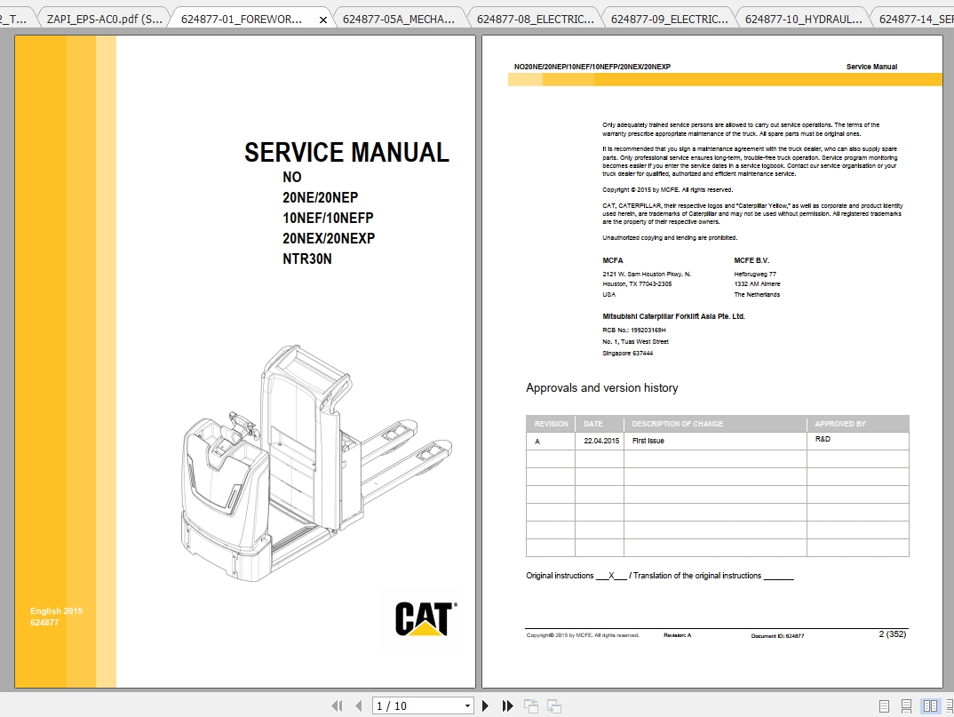 Caterpillar Lift Truck NO20NEXP Service Manuals 1