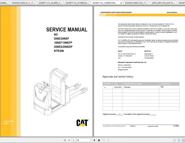 Caterpillar Lift Truck NO20NEX Service Manuals 1