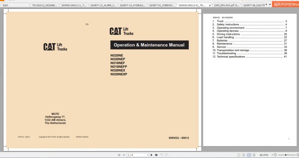 Caterpillar Lift Truck NO20NEX Service Manuals 2