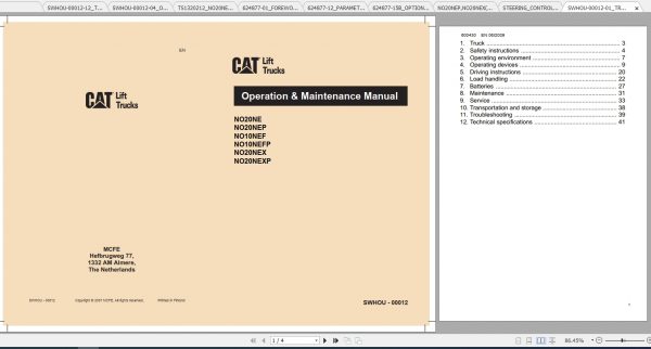 Caterpillar Lift Truck NO20NE Service Manuals 1
