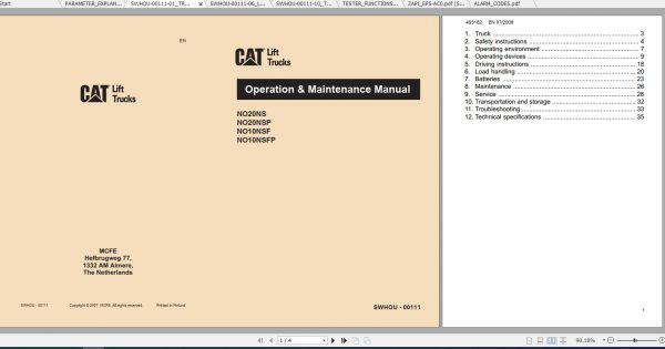 Caterpillar Lift Truck NO20NSP Service Manuals 1