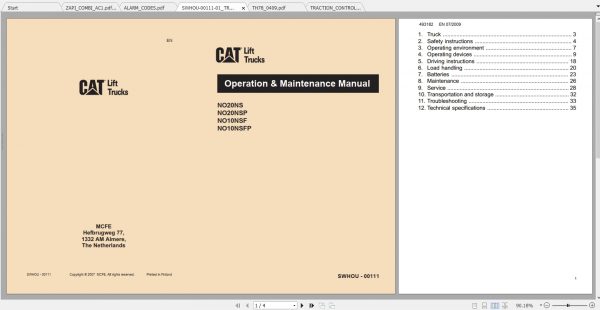 Caterpillar Lift Truck NO20NS Service Manuals 1