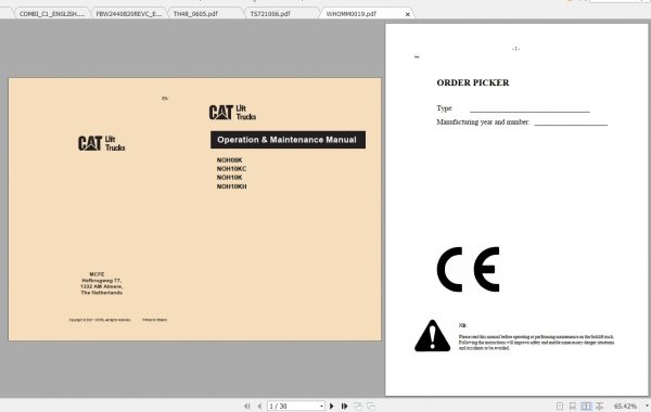 Caterpillar Lift Truck NOH10KH Service Manuals 1