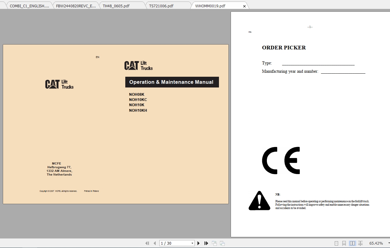 Caterpillar Lift Truck NOH10K Service Manuals 1