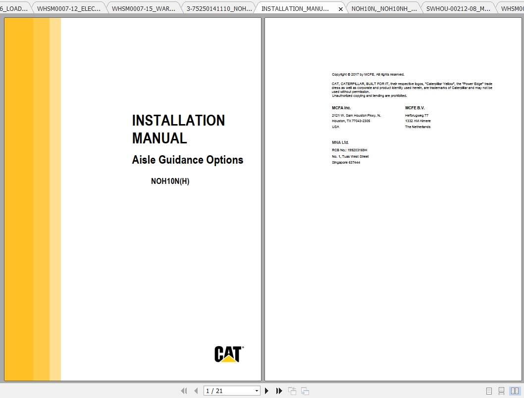 Caterpillar Lift Truck NOH10NH Service Manuals 1