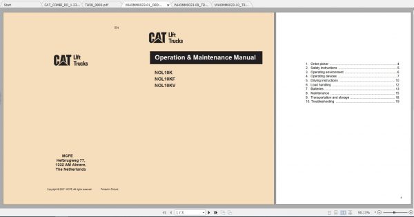 Caterpillar Lift Truck NOL10K Service Manuals 1