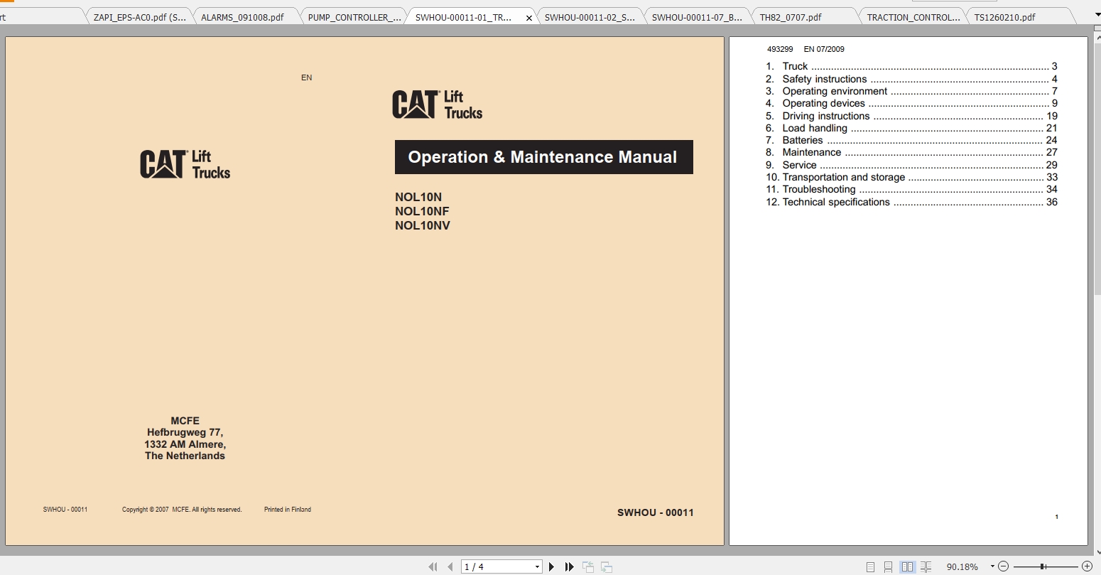 Caterpillar Lift Truck NOL10N Service Manuals 1