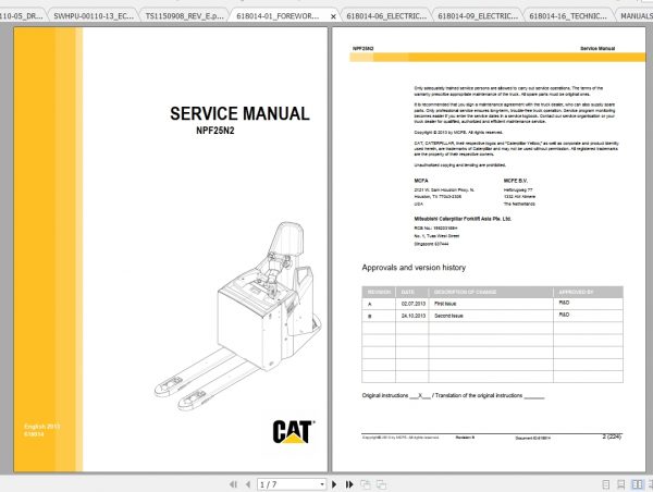 Caterpillar Lift Truck NPF25N2 Service Manuals 1