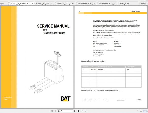 Caterpillar Lift Truck NPP16N2 Service Manuals 1