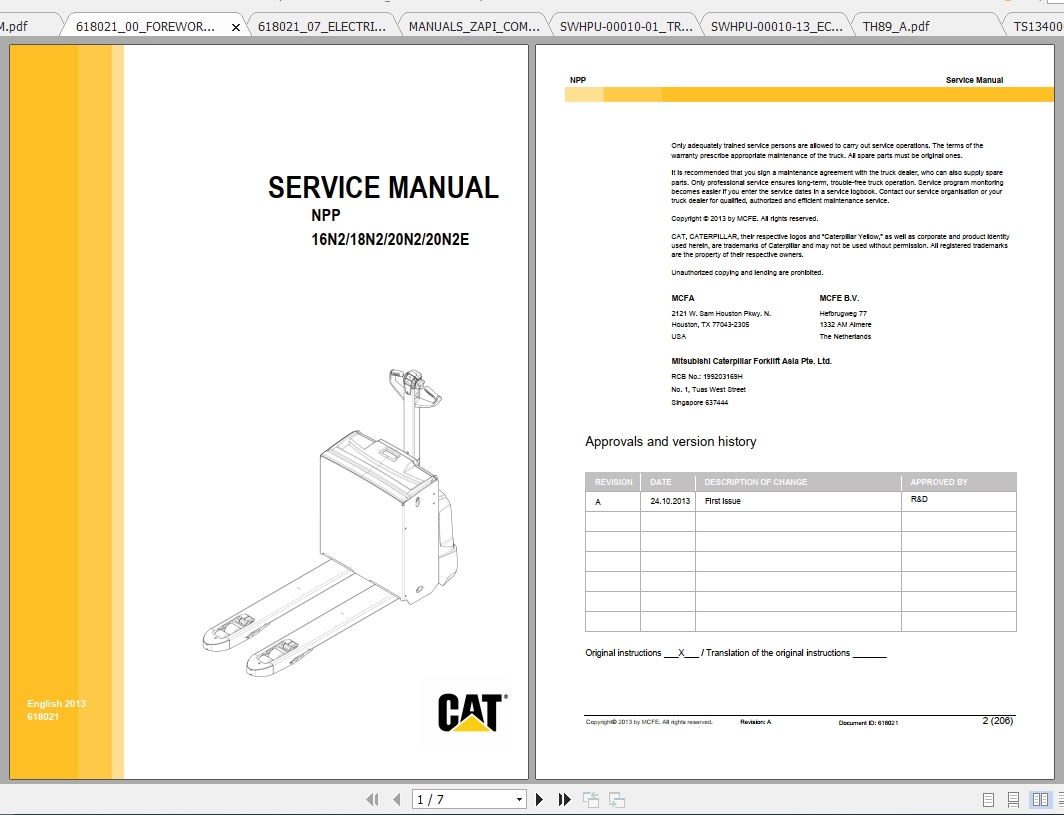 Caterpillar Lift Truck NPP16N2 Service Manuals 1
