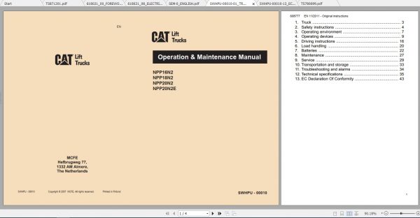 Caterpillar Lift Truck NPP18N2 Service Manuals 2