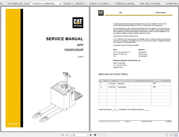 Caterpillar Lift Truck NPP20N2R Service Manuals 1