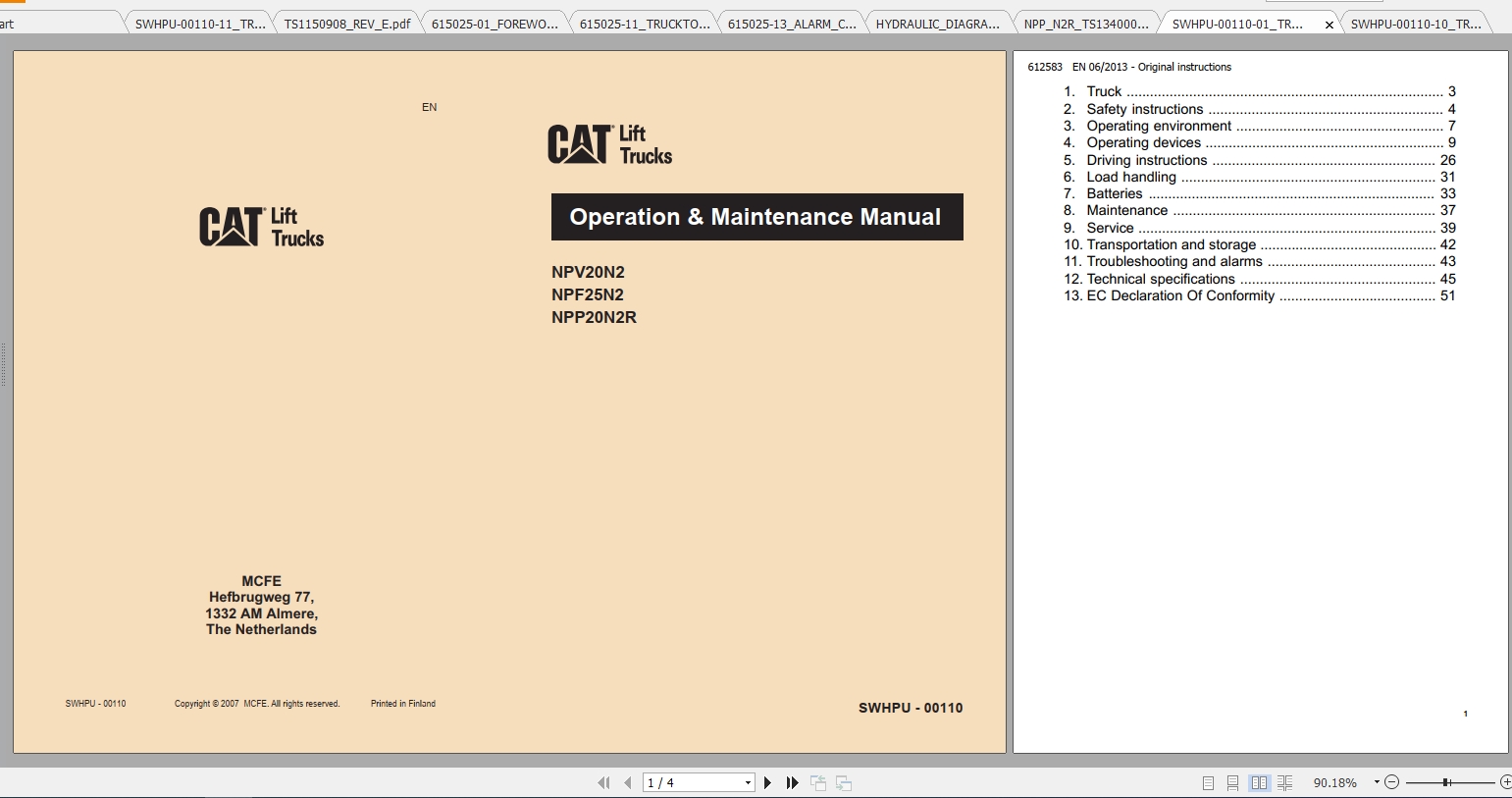 Caterpillar Lift Truck NPP20N2R Service Manuals 2