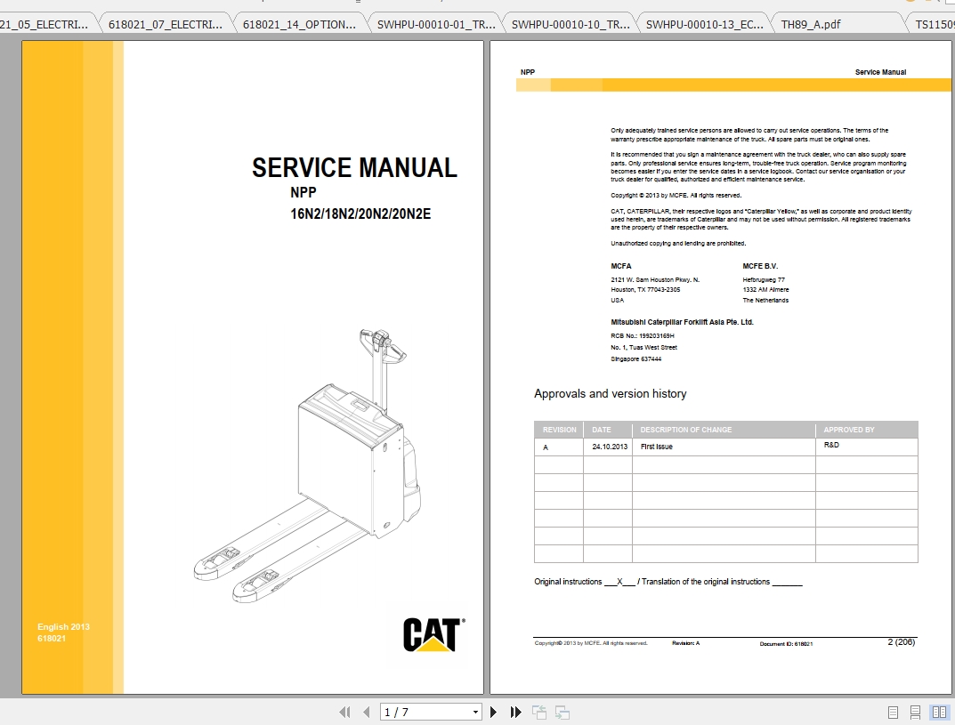 Caterpillar Lift Truck NPP20N2 Service Manuals 1