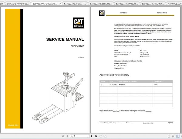 Caterpillar Lift Truck NPV20N2 Service Manuals 1
