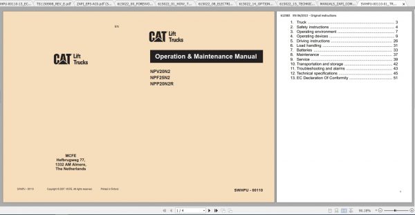 Caterpillar Lift Truck NPV20N2 Service Manuals 3