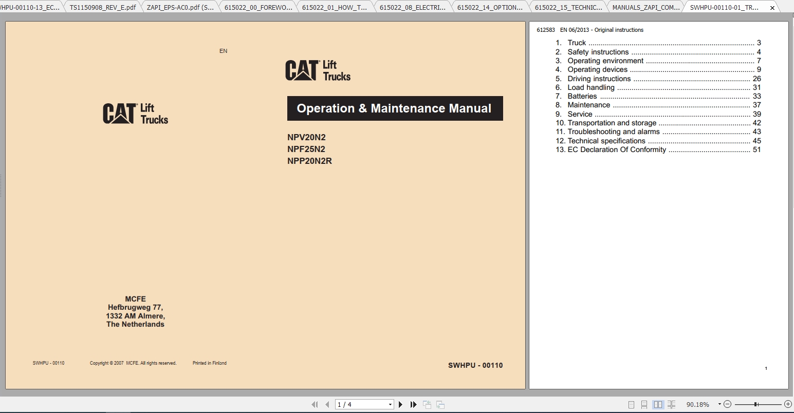 Caterpillar Lift Truck NPV20N2 Service Manuals 3
