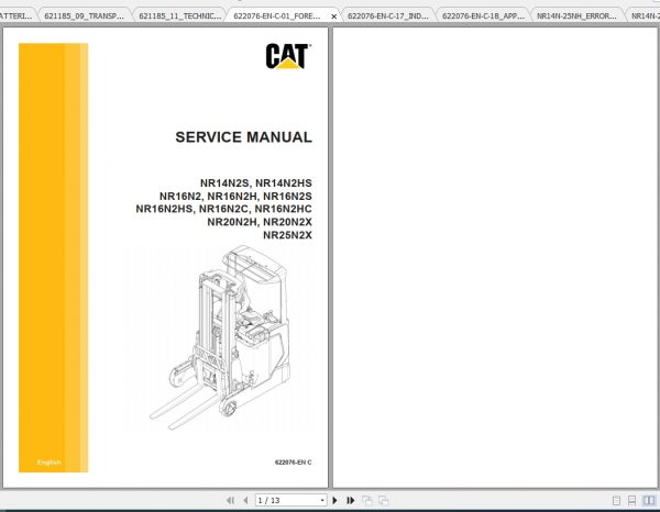 Caterpillar Lift Truck NR14N2S Service Manuals 1
