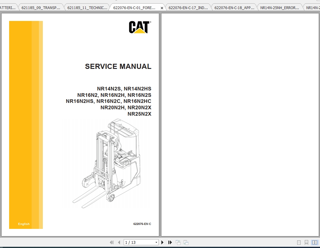 Caterpillar Lift Truck NR14N2S Service Manuals 1