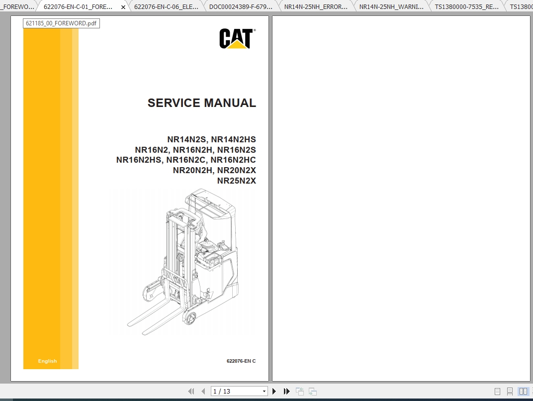 Caterpillar Lift Truck NR16N2C Service Manuals 1