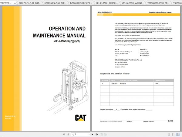 Caterpillar Lift Truck NR16N2C Service Manuals 2
