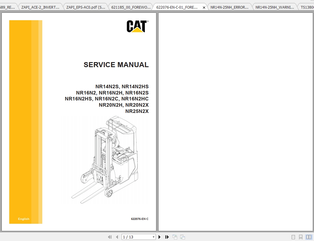 Caterpillar Lift Truck NR16N2HC Service Manuals 1