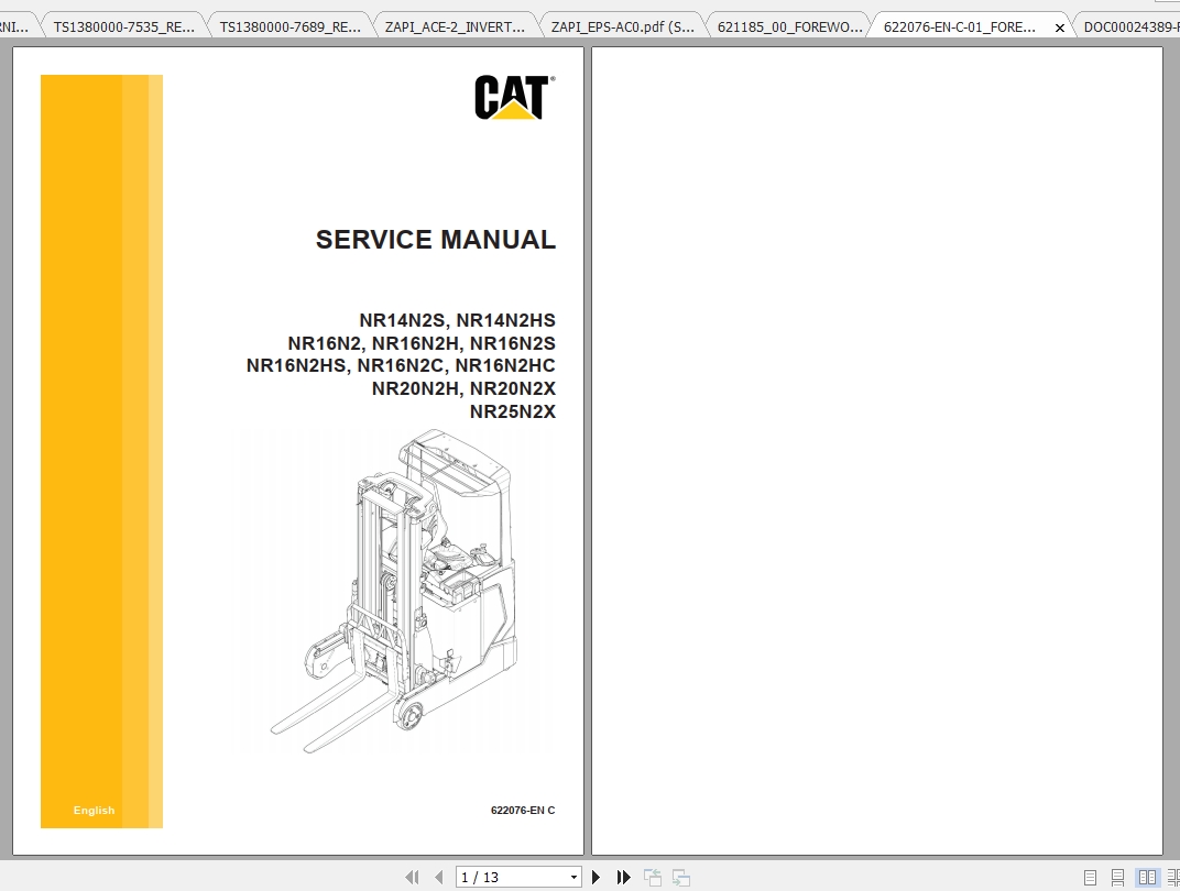 Caterpillar Lift Truck NR16N2HS Service Manuals 1
