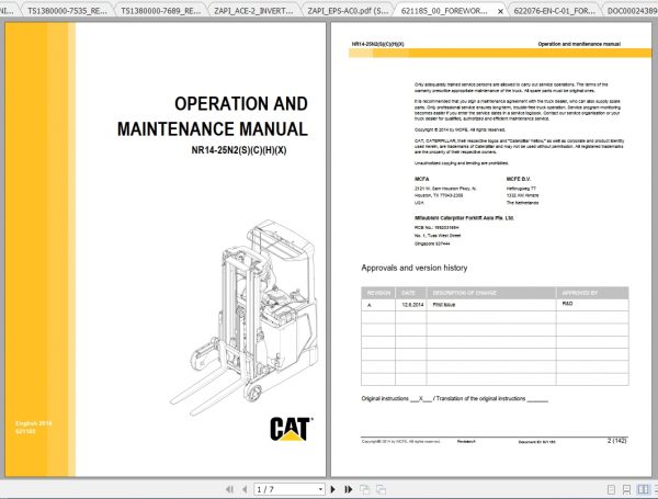 Caterpillar Lift Truck NR16N2HS Service Manuals 2