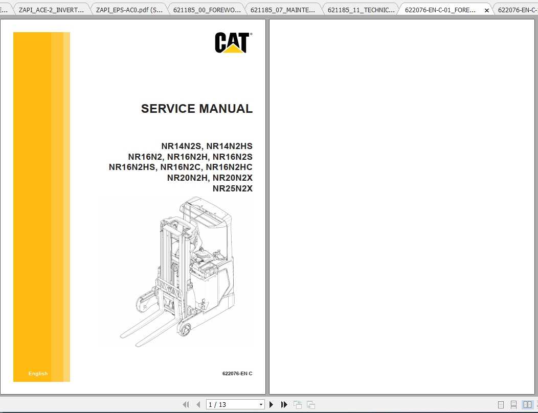 Caterpillar Lift Truck NR16N2H Service Manuals 1