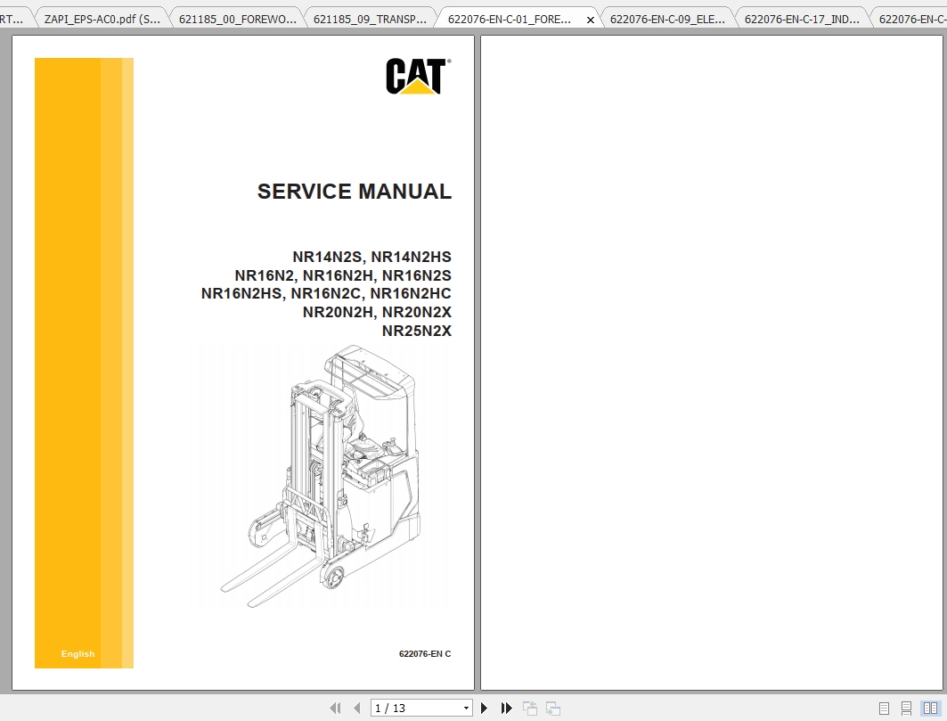 Caterpillar Lift Truck NR16N2S Service Manuals 1