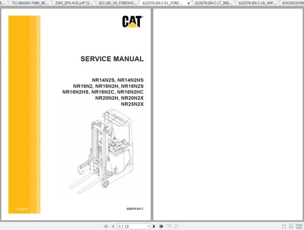 Caterpillar Lift Truck NR16N2 Service Manuals 1