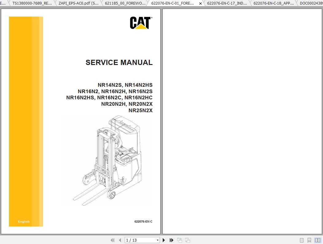 Caterpillar Lift Truck NR16N2 Service Manuals 1