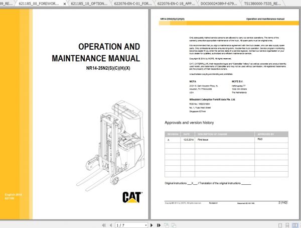 Caterpillar Lift Truck NR20N2H Service Manuals 2