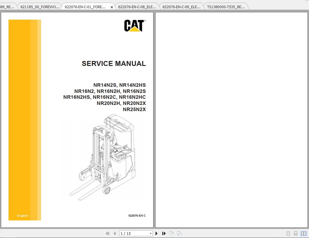 Caterpillar Lift Truck NR20N2X Service Manuals 1