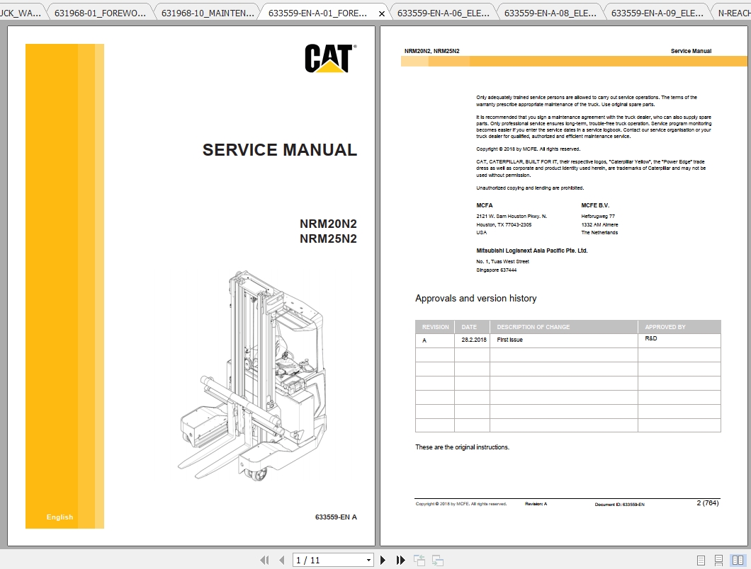 Caterpillar Lift Truck NRM20K Service Manuals 1 1
