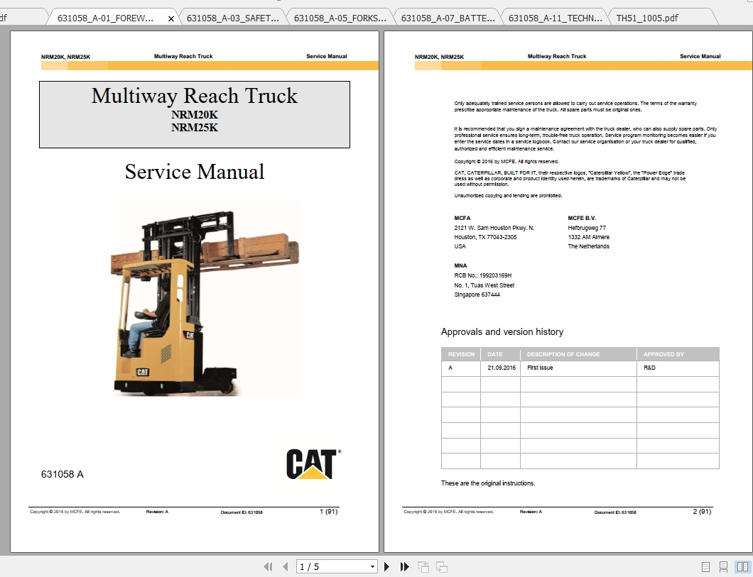 Caterpillar Lift Truck NRM25K Service Manuals 1
