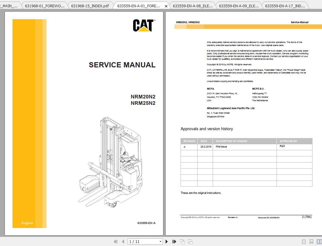 Caterpillar Lift Truck NRM25N2 Service Manuals 1