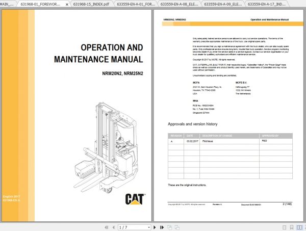 Caterpillar Lift Truck NRM25N2 Service Manuals 2