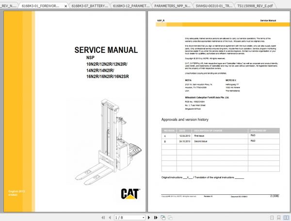 Caterpillar Lift Truck NSP10N2R Service Manuals 2