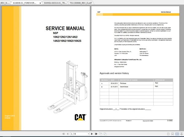 Caterpillar Lift Truck NSP12N2 Service Manuals 1