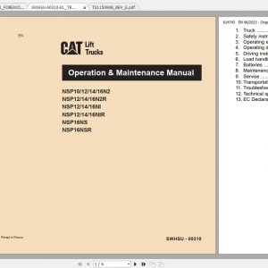 Caterpillar Lift Truck NSP12N2 Service Manuals 2