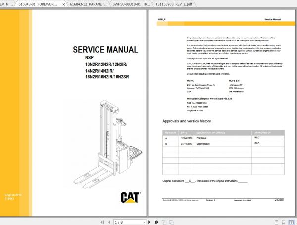 Caterpillar Lift Truck NSP14N2IR Service Manuals 1