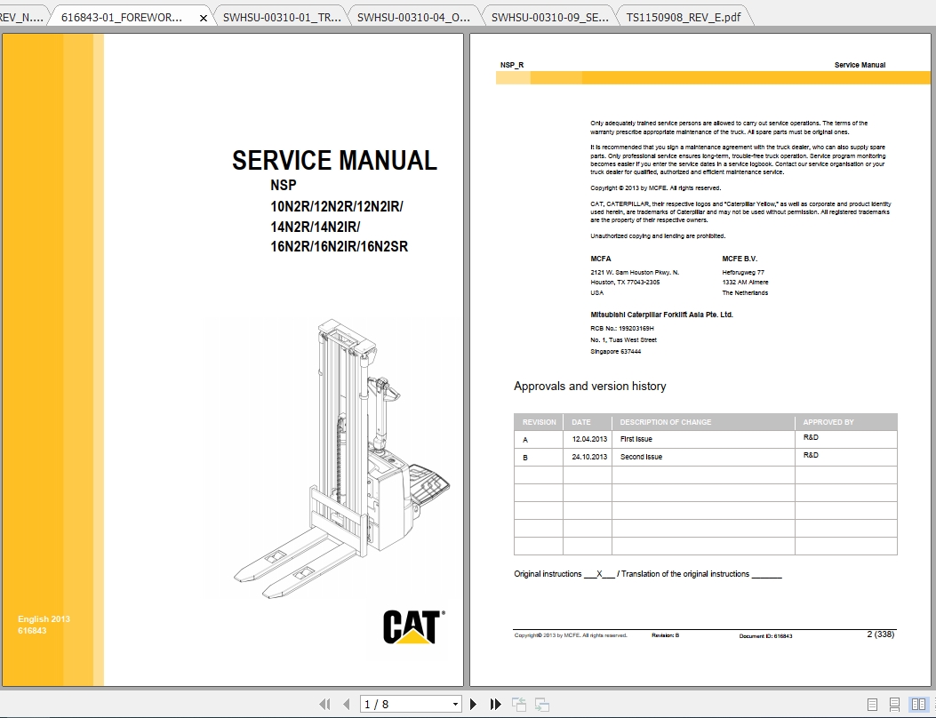 Caterpillar Lift Truck NSP14N2R Service Manuals 1