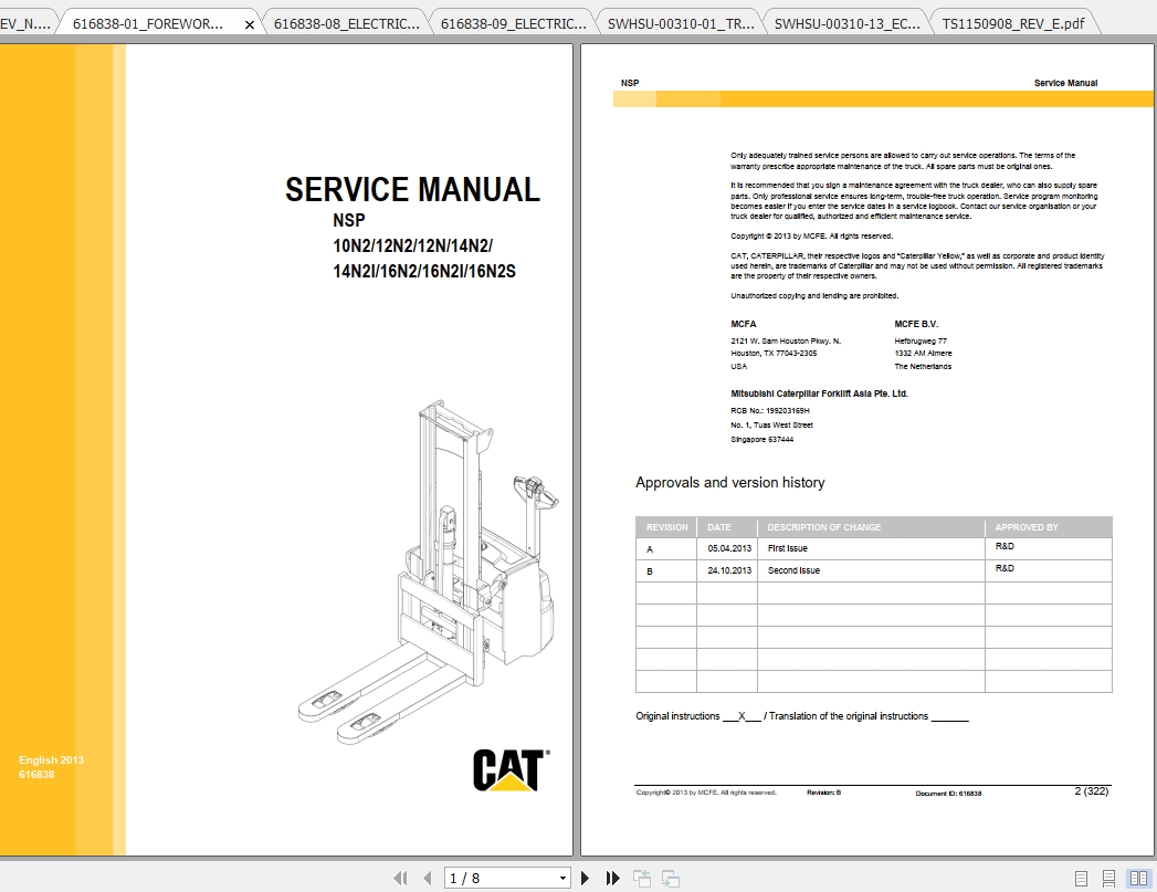 Caterpillar Lift Truck NSP14N2 Service Manuals 1