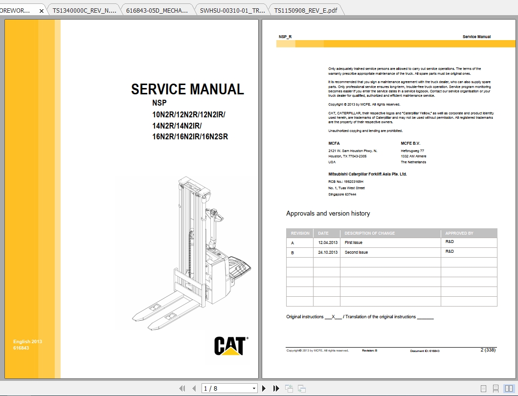 Caterpillar Lift Truck NSP16N2IR Service Manuals 1