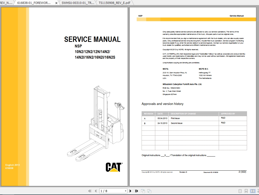 Caterpillar Lift Truck NSP16N2I Service Manuals 1