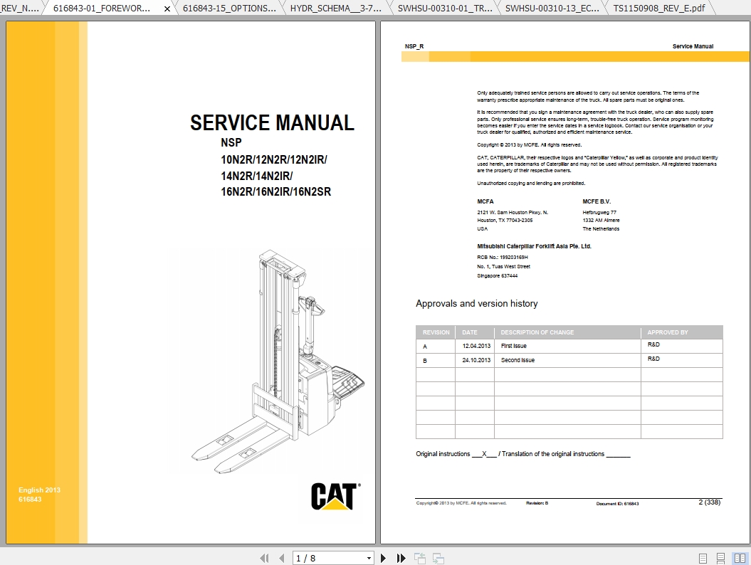 Caterpillar Lift Truck NSP16N2R Service Manuals 1